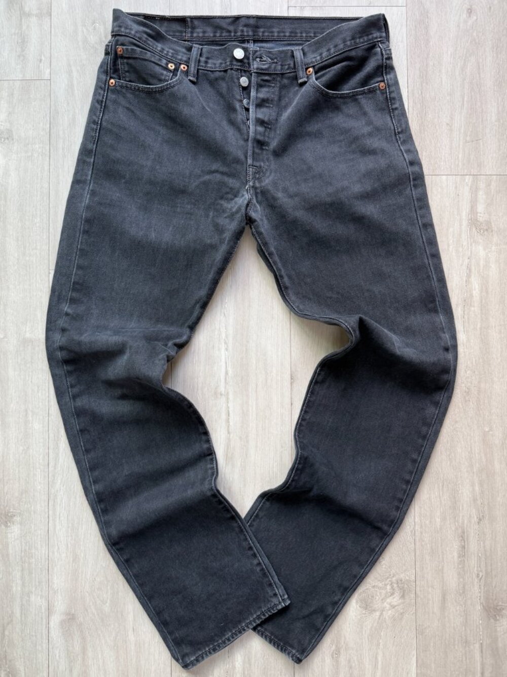 Levi's 501 Original Fit Jeans Washed Black Cotton Denim 33x34